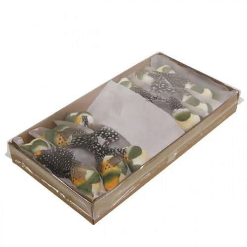 Floristik24 Decoratieve vogels mini vogel op draad veerdecoratie 3×6cm 12st