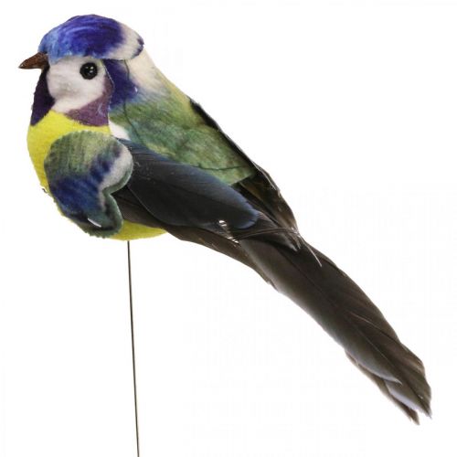 Floristik24 Deco Vogels op Draadveer Deco Pimpelmees 10×3cm 9st