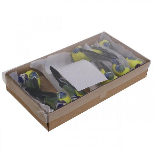 Floristik24 Deco Vogels op Draadveer Deco Pimpelmees 10×3cm 9st