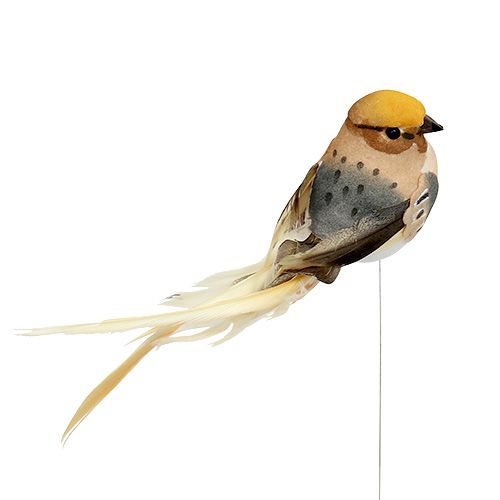 Artikel Decoratieve vogel op draad bruin 15cm 9st
