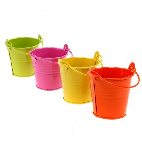 Floristik24 Decoratieve emmer kleurrijke metalen emmer plantenbak assorti Ø6cm H6cm 12 st