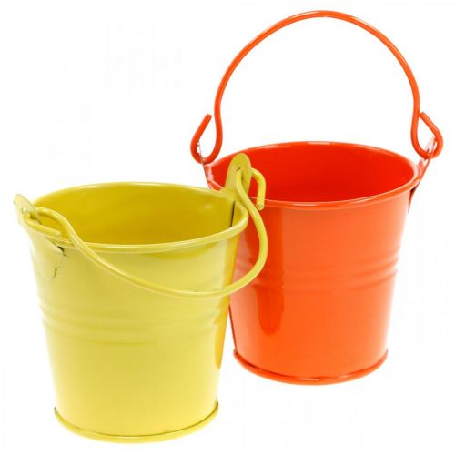 Floristik24 Decoratieve emmer kleurrijke metalen emmer plantenbak assorti Ø6cm H6cm 12 st