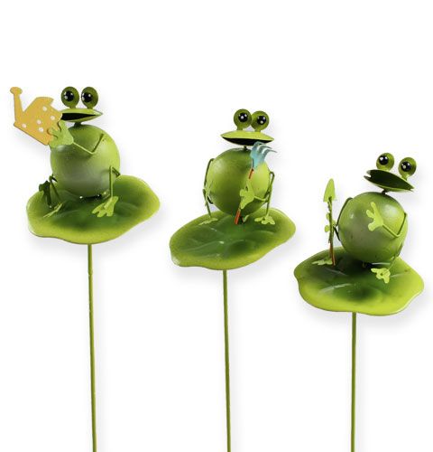 Floristik24 Decoratieve kikker met tuingereedschap op de stok 6st