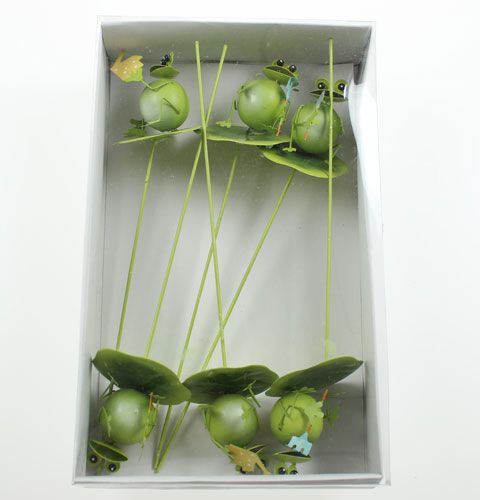 Floristik24 Decoratieve kikker met tuingereedschap op de stok 6st