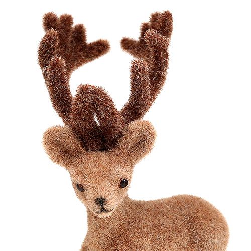 Artikel Decoratief hertje mini bruin geflockt 11cm 6 st