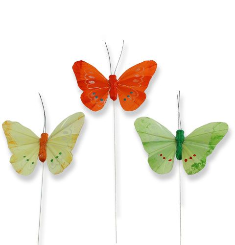 Floristik24 Decoratieve vlinders op het draad veelkleurig 8 cm