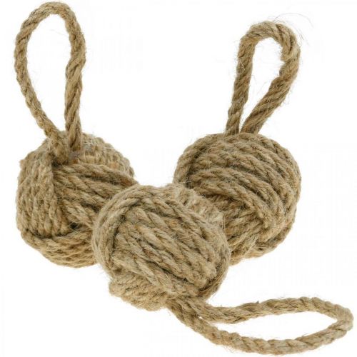 Floristik24 Decoratie voor hangende touwbal jute naturel Ø5,5cm 3st