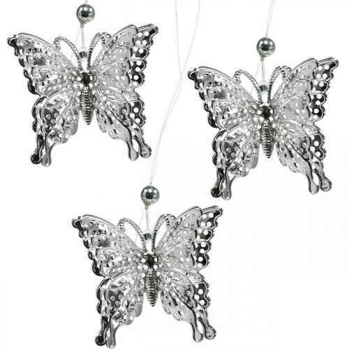 Floristik24 Decoratieve hanger vlinder, bruiloftsdecoratie, metalen vlinder, lente 6 st