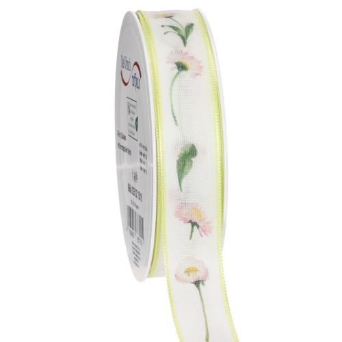 Cadeaulint met een Bellis bloemenpatroon voor knutselen en verpakken, 25 mm x 20 m kopen | Floristik24.nl