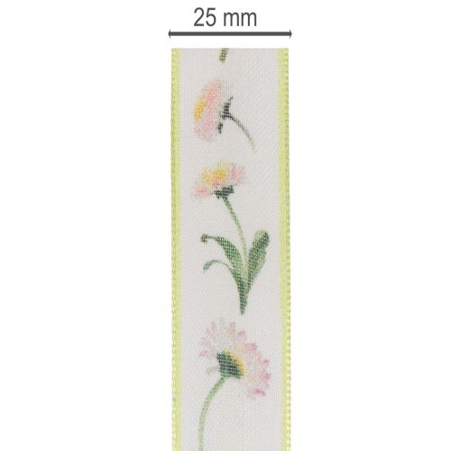 Cadeaulint met een Bellis bloemenpatroon voor knutselen en verpakken, 25 mm x 20 m | Floristik24.nl
