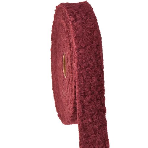 Decoratief lint Bordeaux wollook breed stoffen lint 40mm 8m