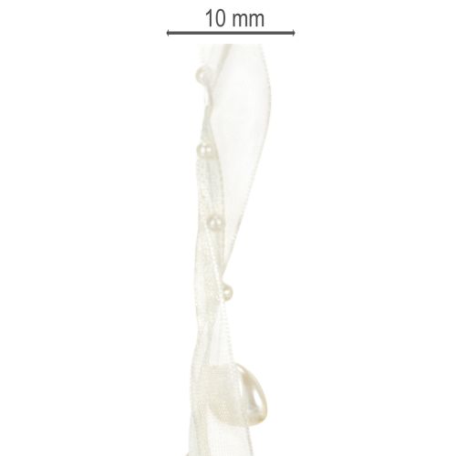 Artikel Decoratief lint, crèmekleurig, hartjes, parels, bruiloftsdecoratie, 10 mm, 5 m