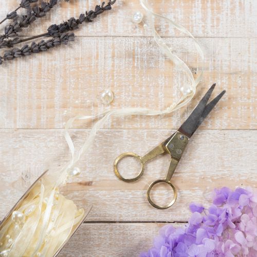 Artikel Decoratief lint, crèmekleurig, hartjes, parels, bruiloftsdecoratie, 10 mm, 5 m