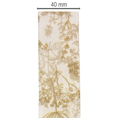 Cadeaulint met plantmotieven, decoratief dillelint, 40 mm breed, 20 m lang | Floristik24.nl