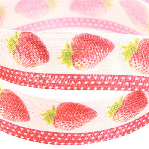 Artikel Decoratief lint aardbeien stoffen lint maatvaste randen 25mm 15m