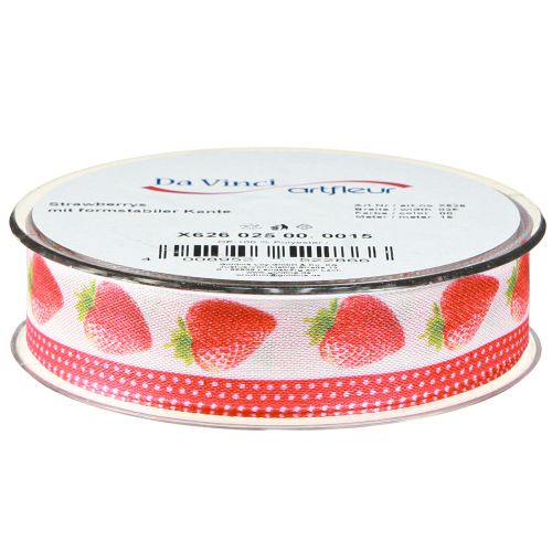 Artikel Decoratief lint aardbeien stoffen lint maatvaste randen 25mm 15m
