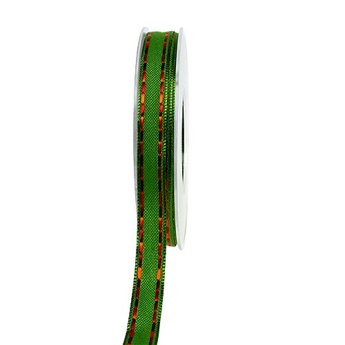 Floristik24 Decoratietape groen met draadrand 15 mm 15 m