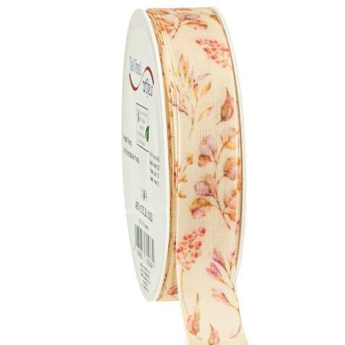 Decoratief lint herfst decoratief stoffen lint beige oudroze 25mm 20m