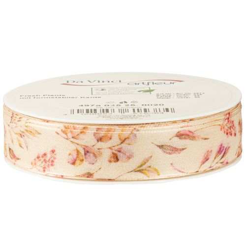 Artikel Decoratief lint herfst decoratief stoffen lint beige oudroze 25mm 20m