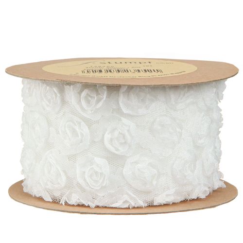 Artikel Decoratief lint bruiloft witte rozen cadeaulint 60mm 5m