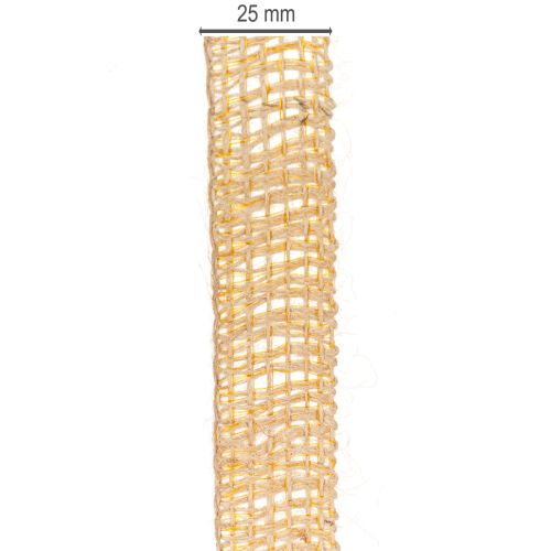 Artikel Decoratief jute lint, geel, naturel, 25 mm; rustiek decoratief jute lint, 10 m