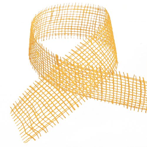 Artikel Decoratief lint jute geel mosterd rasterlint knutsellint 5cm 40m