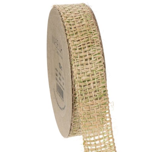 Floristik24 Groen decoratief lint van jute, naturel, 25 mm breed, 10 m lang
