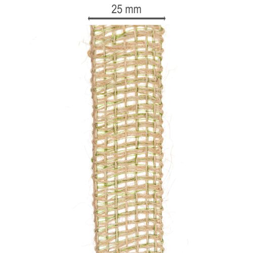 Artikel Groen decoratief lint van jute, naturel, 25 mm breed, 10 m lang