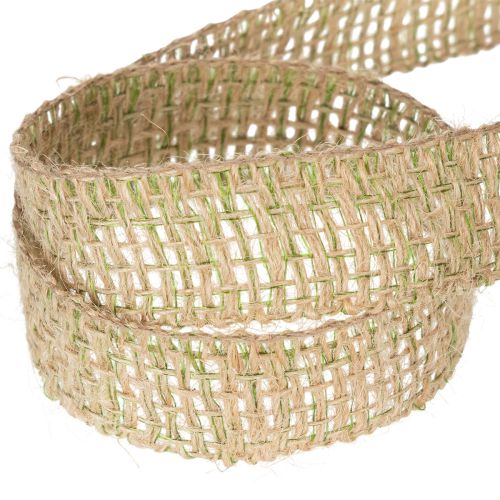Artikel Groen decoratief lint van jute, naturel, 25 mm breed, 10 m lang
