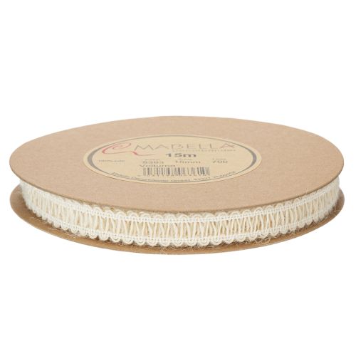 Artikel Decoratief jute lint, natuurlijk cadeaulint, crèmewit, 15 mm x 15 m