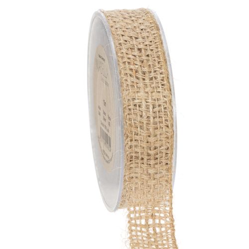 Decoratief jute lint, naturel, 25 mm; jute lint; rustiek cadeaulint, 10 m