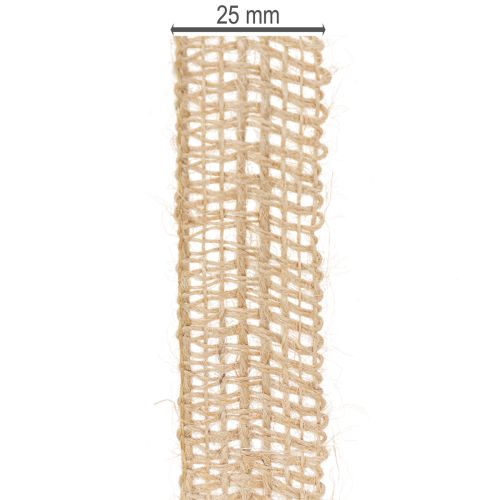 Artikel Decoratief jute lint, naturel, 25 mm; jute lint; rustiek cadeaulint, 10 m
