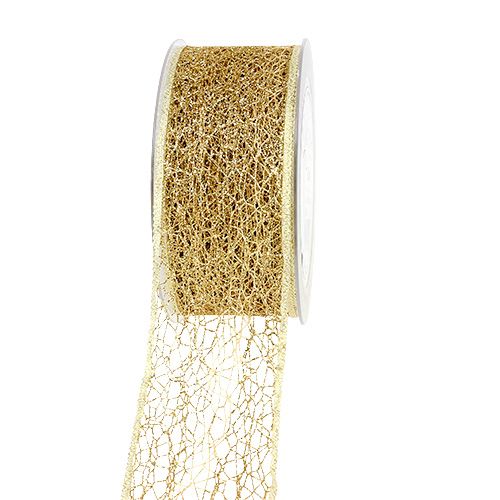 Floristik24 Decoratielint netlint goud 50mm 20m