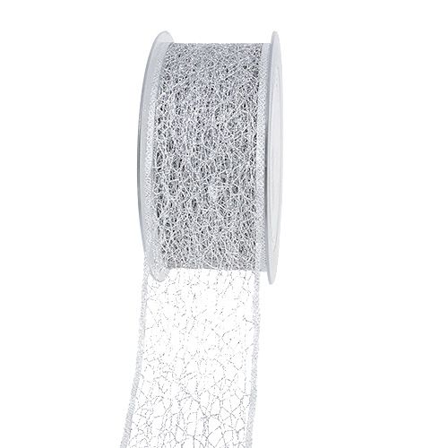 Artikel Decoratielint mesh lint zilver 50mm 20m
