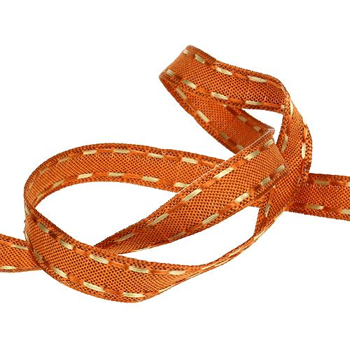 Artikel Sierband oranje met draadrand 15mm 15m