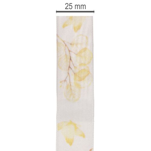 Decoratief lint met bladermotief, organza lint, 25 mm breed, 20 m lang | Floristik24.nl