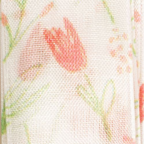 Artikel Cadeaulint met tulpenpatroon, creatief voor speciale gelegenheden en seizoensdecoratie, 2,5 cm breed, 18 m lang