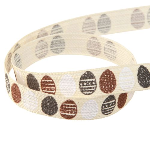 Artikel Decoratief lint paaseierenlint katoen bruin wit 15mm 18m