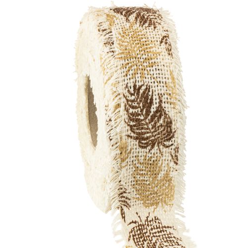 Decoratief lint tropische bladeren katoenen lint bruin 30mm 15m