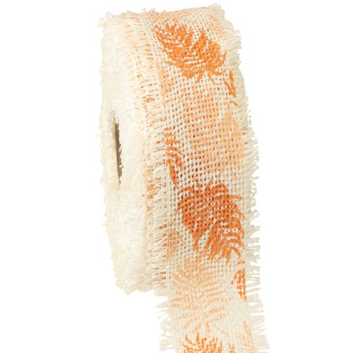 Floristik24 Decoratief lint bladeren regenwoud katoenen lint oranje 30mm 15m