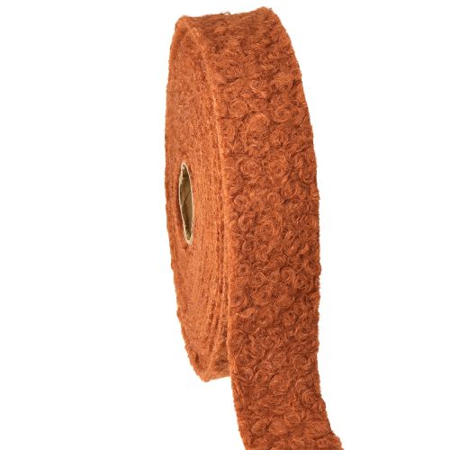 Decoratief lint roodbruin breed stoffen lint wollook 40mm 8m
