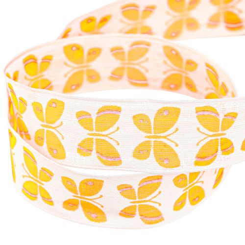 Artikel Decoratief lint vlinders oranje draadrand 25mm 18m