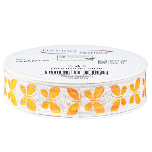 Artikel Decoratief lint vlinders oranje draadrand 25mm 18m