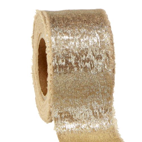 Floristik24 Decoratief lint decoratief lint beige goud B40mm L10m