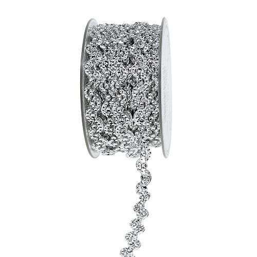 Decoratielint zilver glanzend 10mm 9m | Floristik24.nl