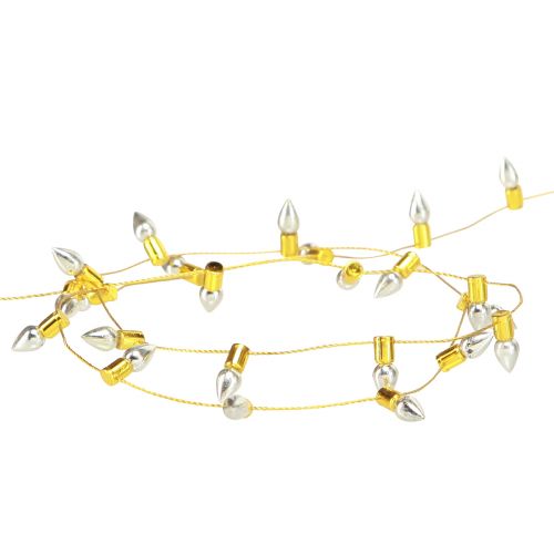 Artikel Decoratief lint kerstlichtketting goud zilver B12mm L5m