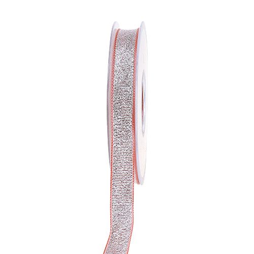 Floristik24 Decoratielint Kerst roze-zilver 15mm 20m