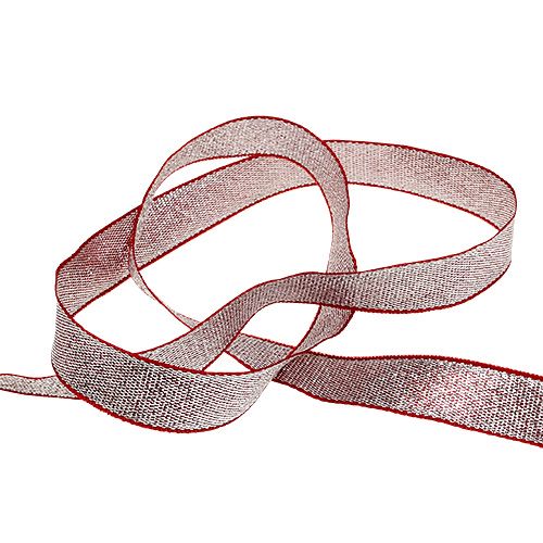 Floristik24 Decoratielint Kerst zilver-rood 15mm 20m