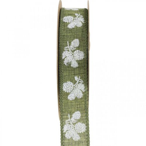 Floristik24 Decoratielint kerstkegels cadeaulint groen 25mm 15m