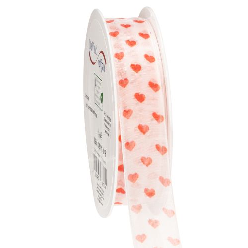 Cadeaulint met hartjes, ideaal voor creatieve verpakkingsideeën en persoonlijke cadeaus, 2,5 cm breed, 15 m lang